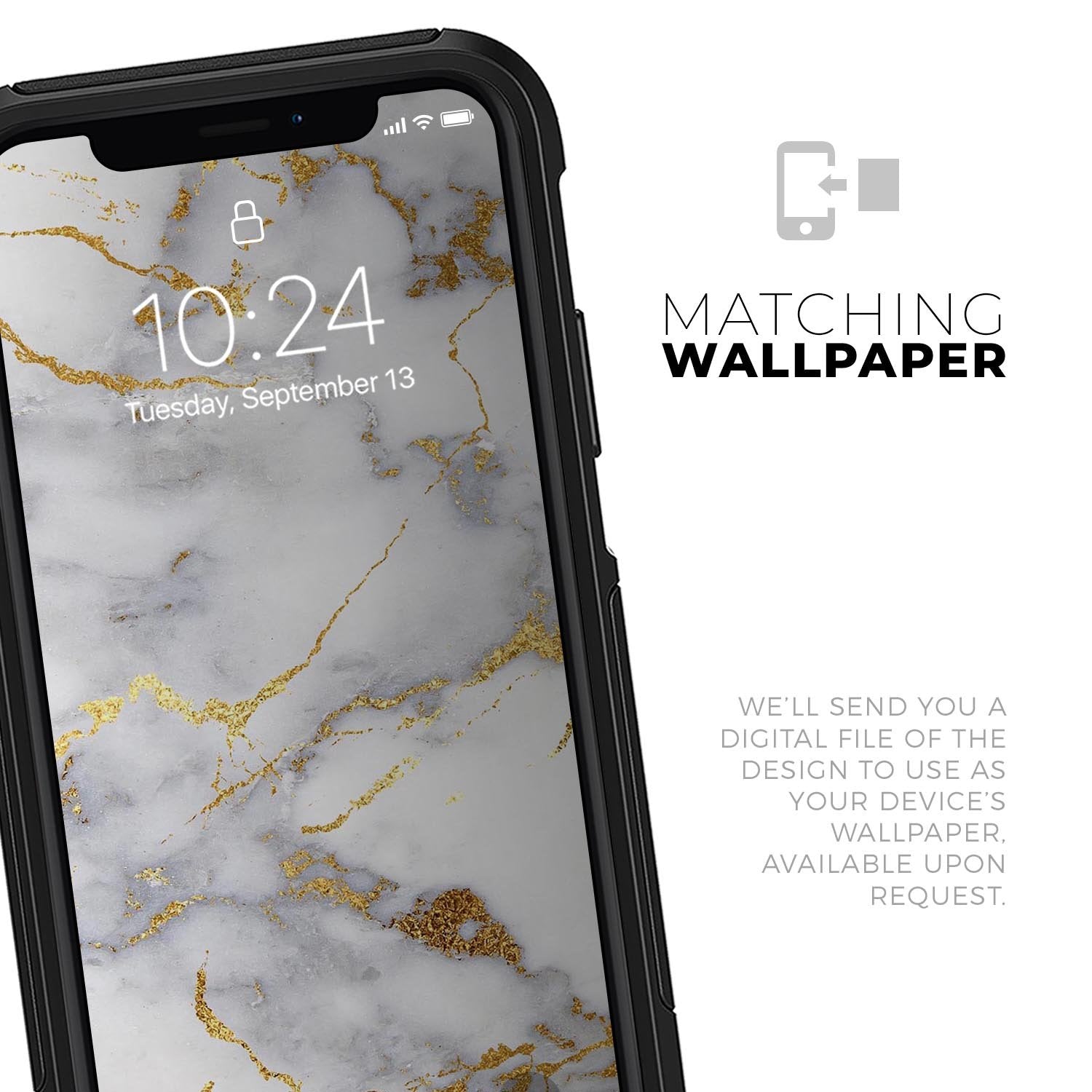 Marble & Digital Gold Foil V2 - Skin Kit for the iPhone OtterBox Cases