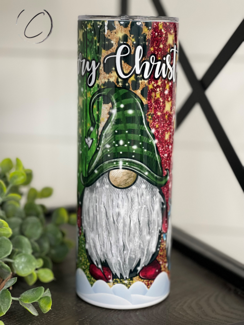 Merry Christmas Gnomes 20oz Skinny Tumbler