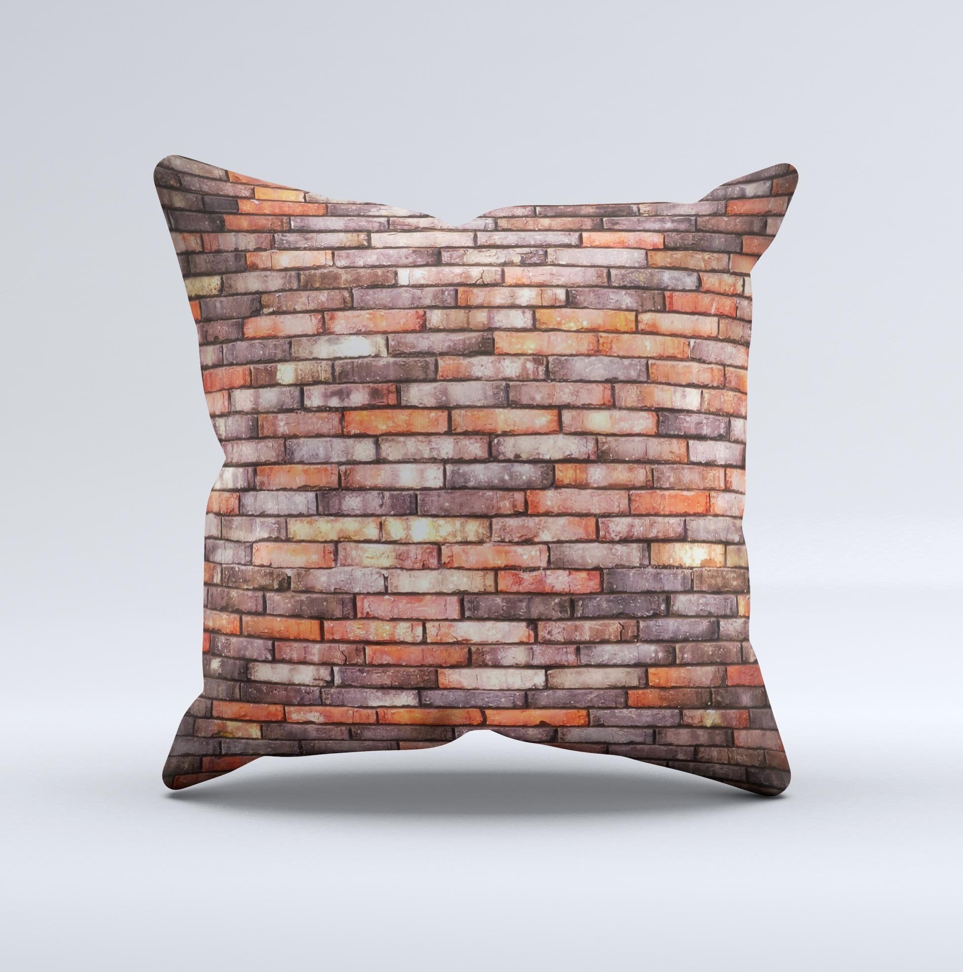 Multicolor Highlighted Brick Wall ink-Fuzed Decorative Throw Pillow | Blue Leto