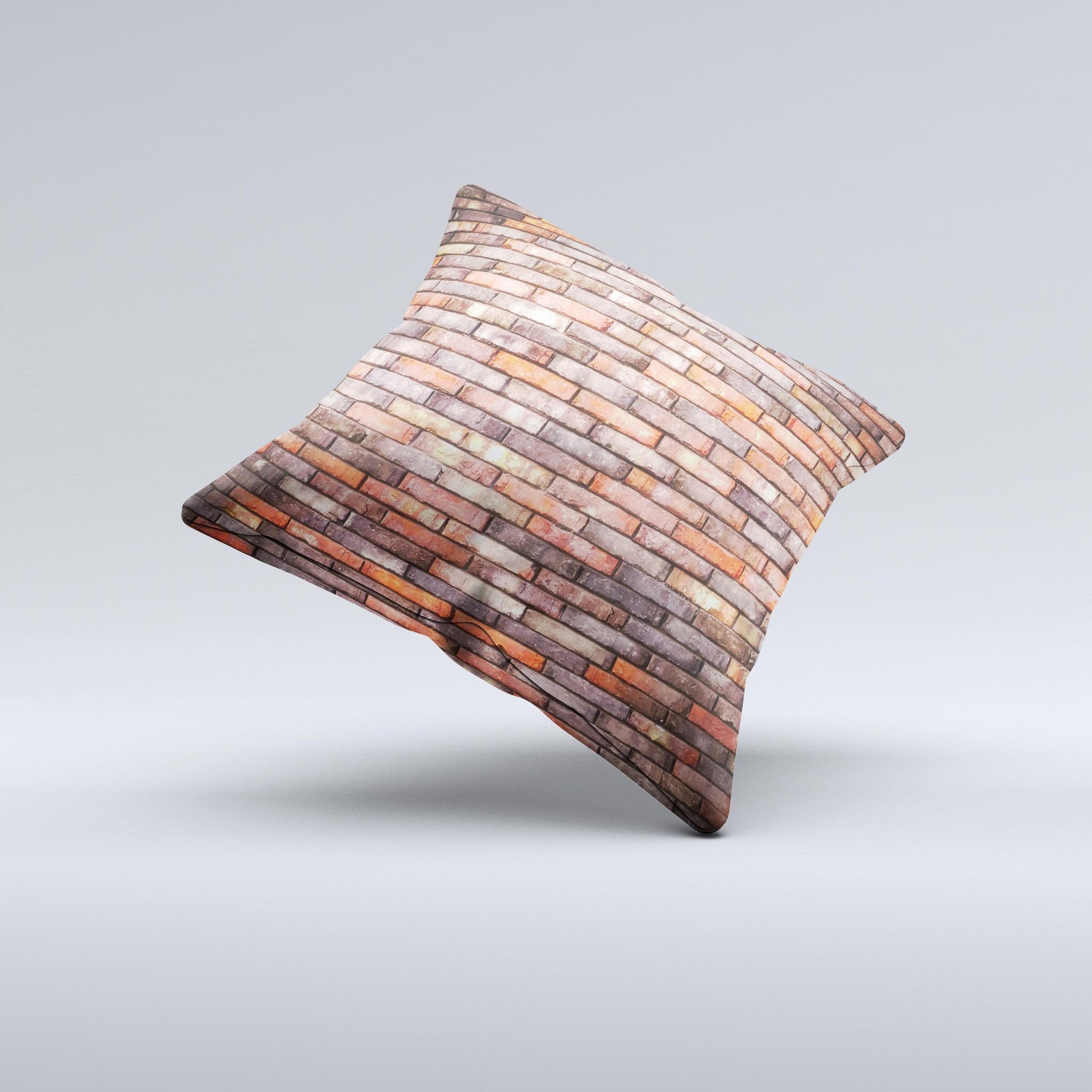 Multicolor Highlighted Brick Wall ink-Fuzed Decorative Throw Pillow