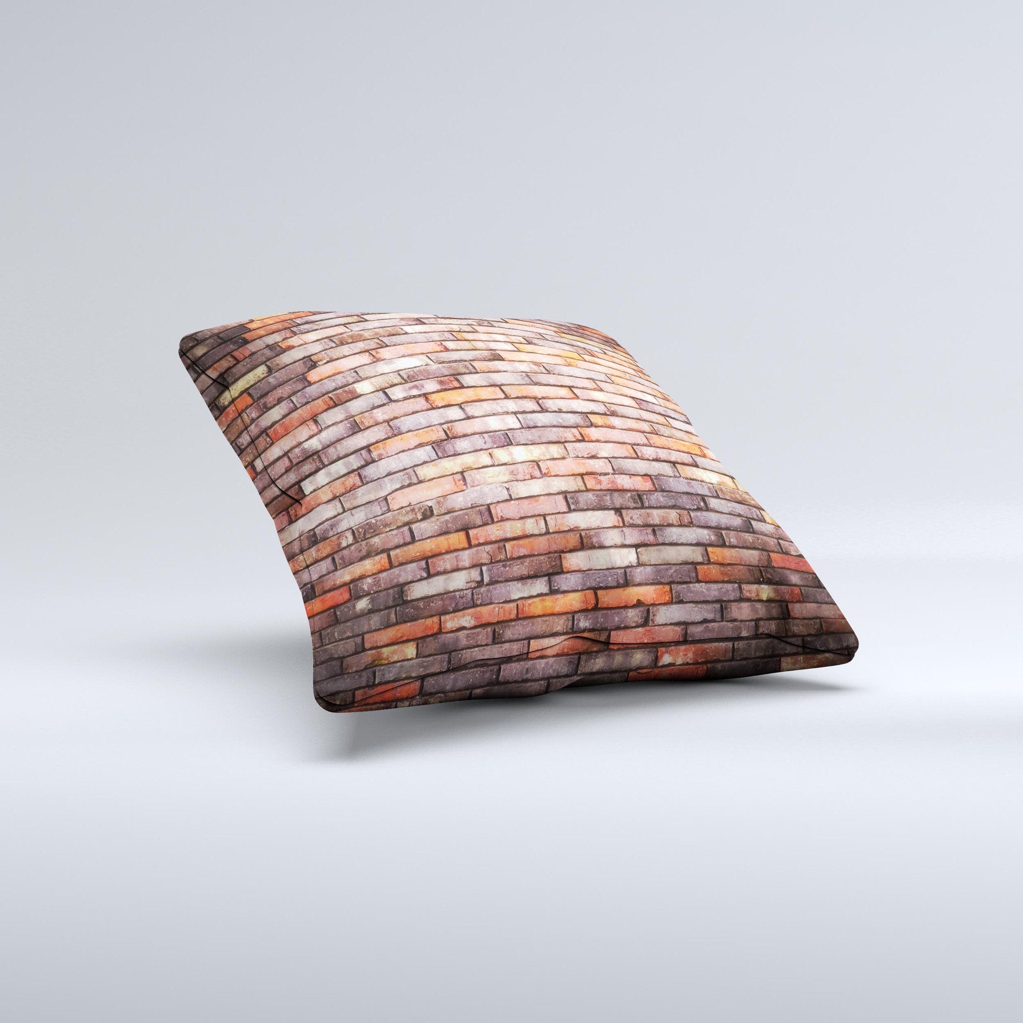 Multicolor Highlighted Brick Wall ink-Fuzed Decorative Throw Pillow