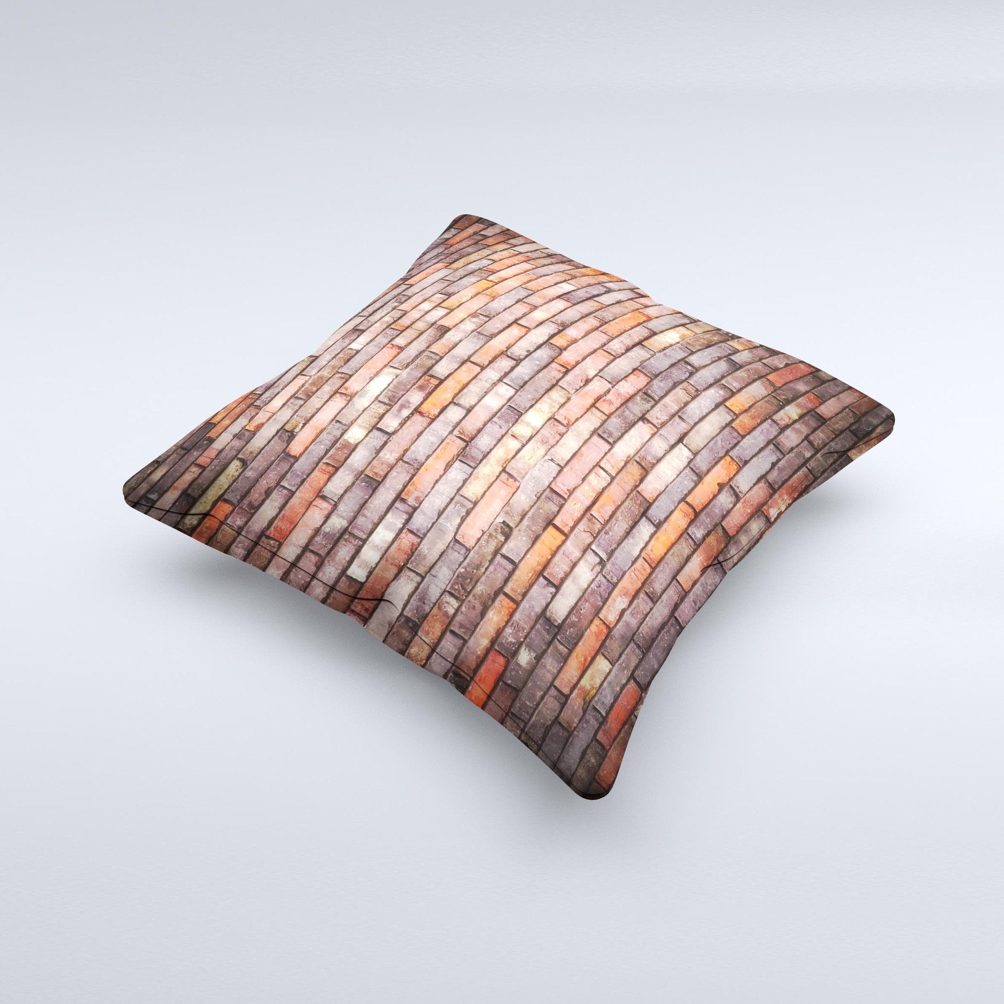 Multicolor Highlighted Brick Wall ink-Fuzed Decorative Throw Pillow