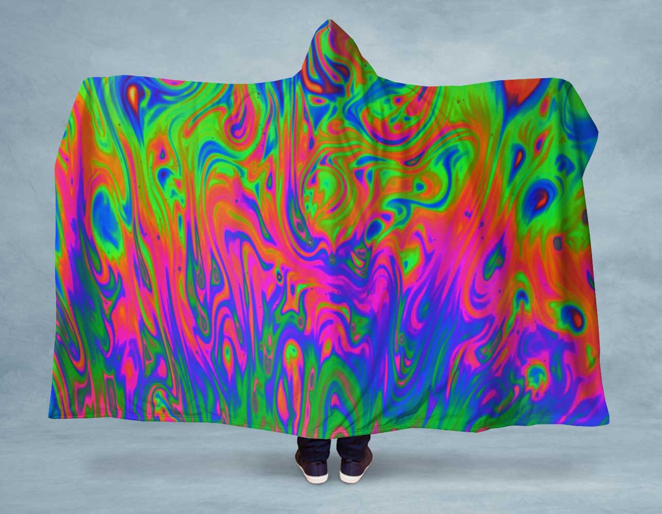 NEON Liquid Swirl Hooded Blanket | Orange Poppy