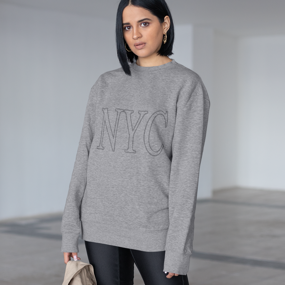 Womens Gray NYC Crewneck Sweatshirt | Yellow Pandora