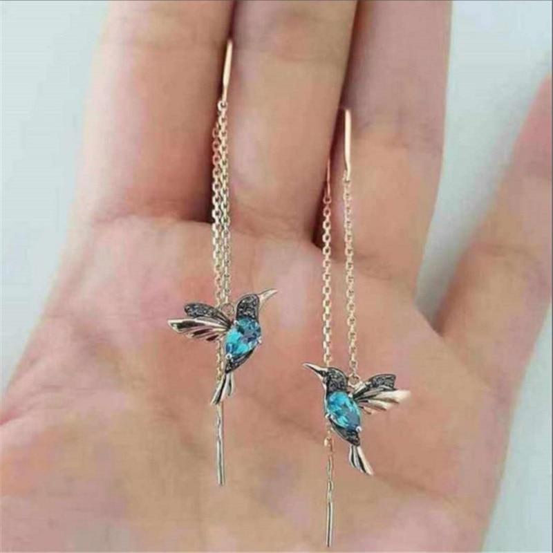 New Fashion Little Bird Drop Long Hanging Earrings for Women Elegant | Datolite