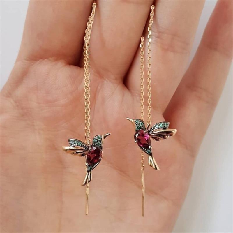 New Fashion Little Bird Drop Long Hanging Earrings for Women Elegant