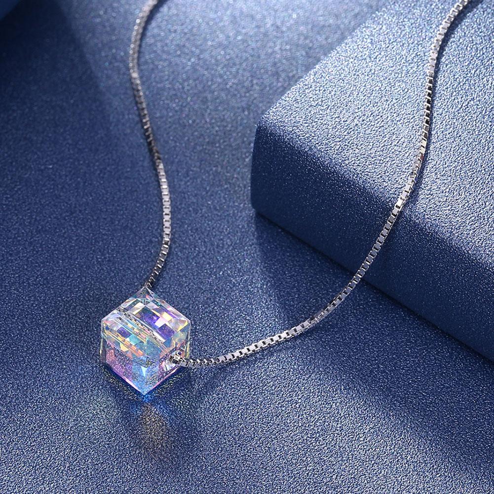 Crystals Aurora Borealis Cube Necklace  Necklace