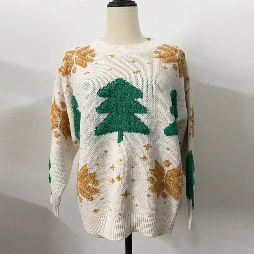 O- neck Pullover Christmas Sweater Tops