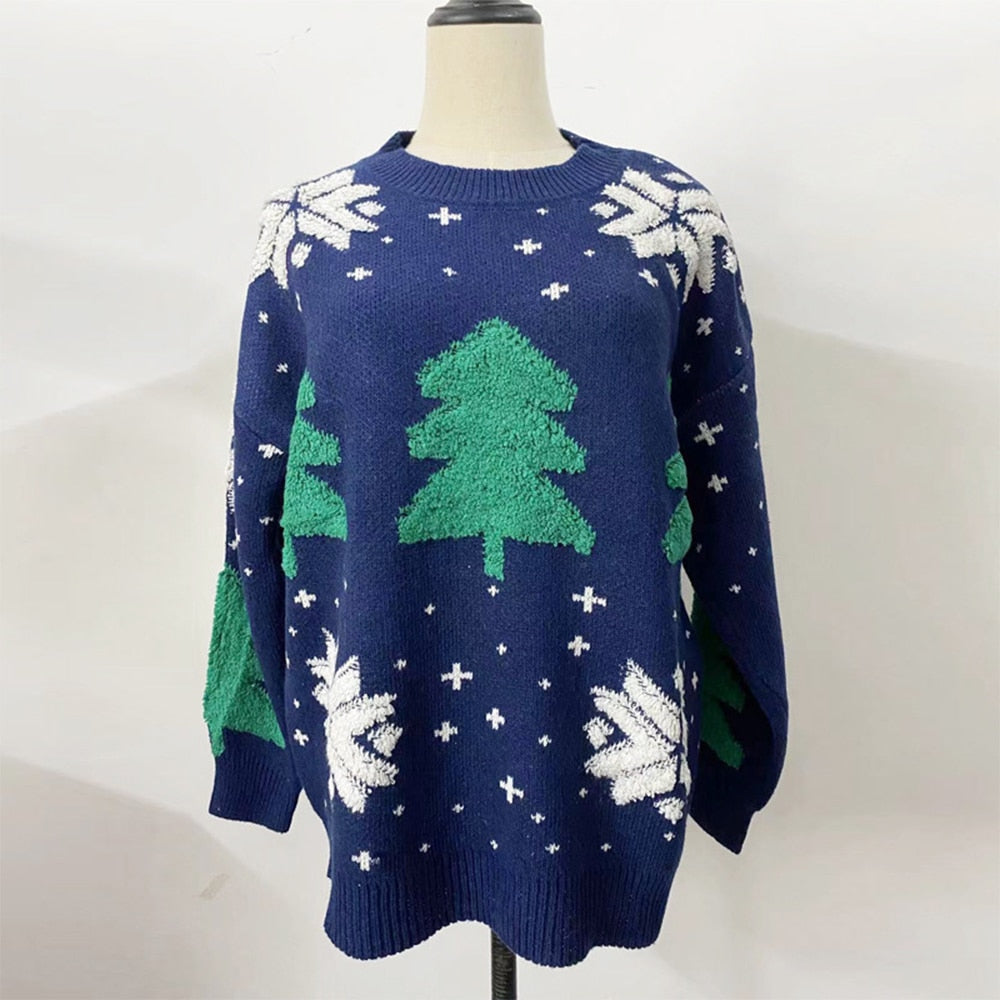 O- neck Pullover Christmas Sweater Tops