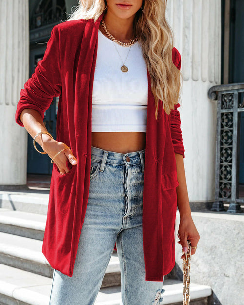 Loose Velvet Stretchy Long Sleeve Jacket for Women