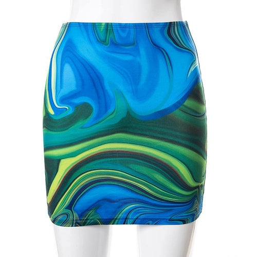 Womens Summer High Waist Print Slim Skirt