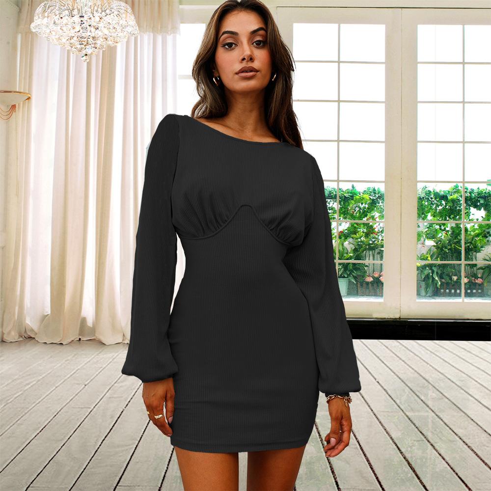 Women's Sexy Casual Long Sleeve Short Dress Mini Dress