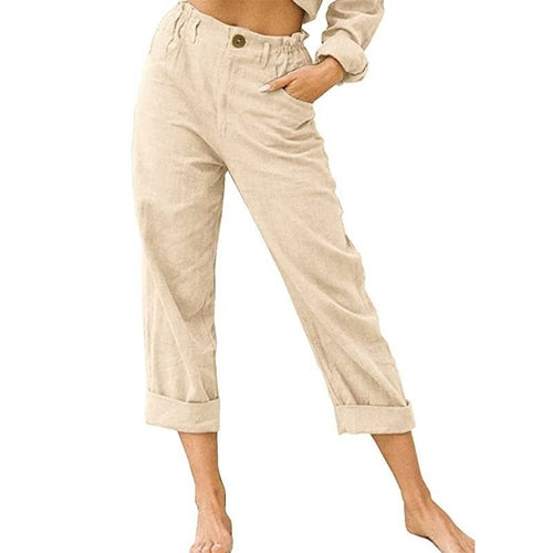 Casual Women Elastic Waist Cotton Pants