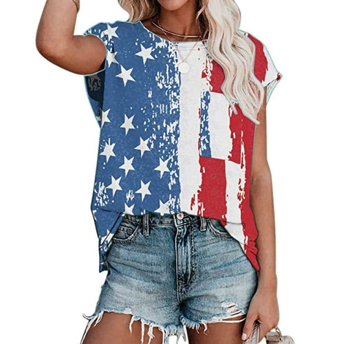 Womens Stars Striped Flag PatternShort Sleeve T-Shirt