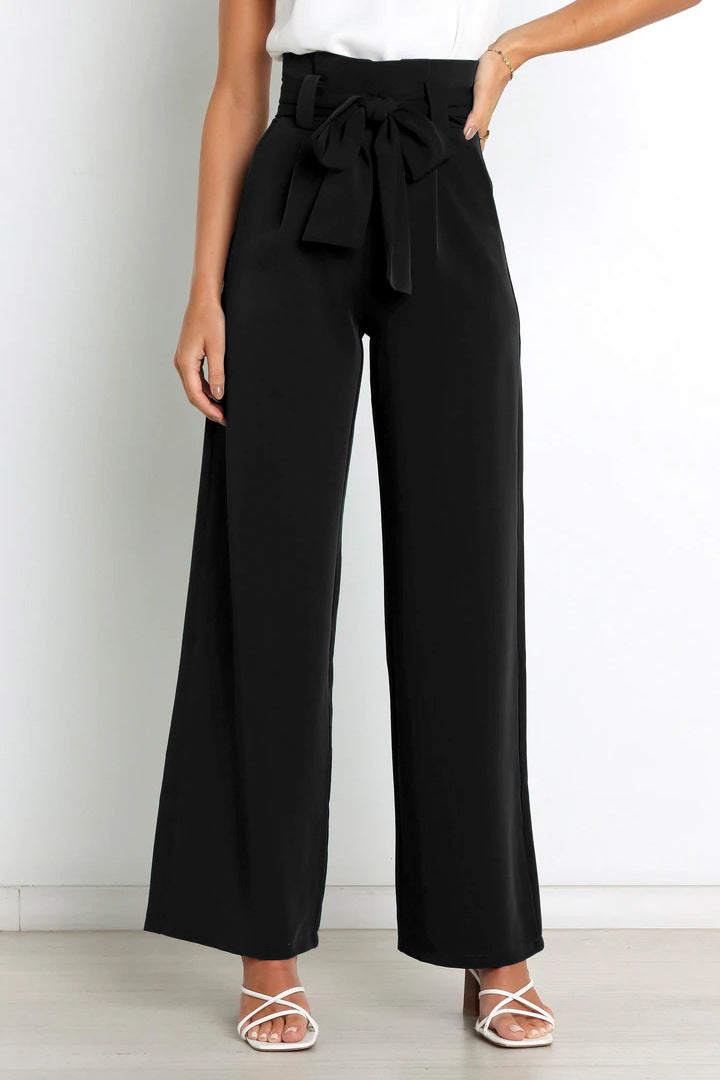 Women's Casual Wide-Leg Trousers with Belt