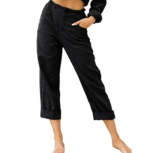 Casual Women Elastic Waist Cotton Pants