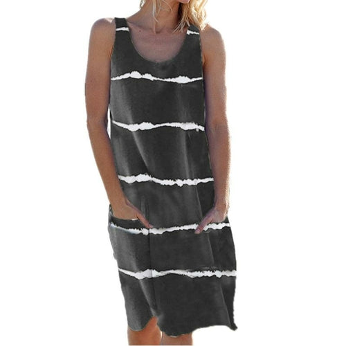 New 2021 Women Fashion Summer Casual O-neck Sleeveless Vest Dress