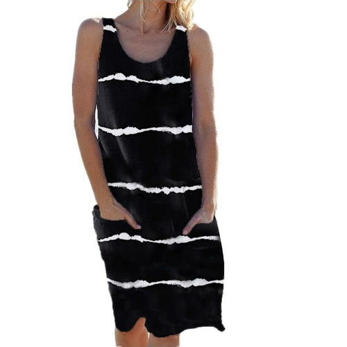 New 2021 Women Fashion Summer Casual O-neck Sleeveless Vest Dress