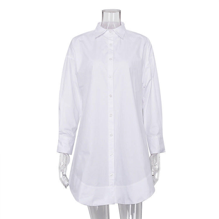 Women's Loose Fit Long Sleeve White Shirt