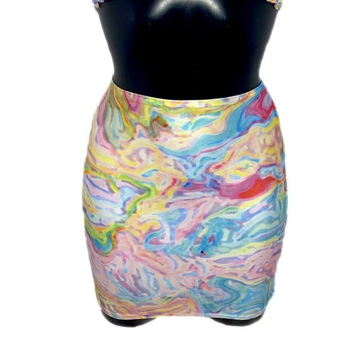 Womens Summer High Waist Print Slim Skirt