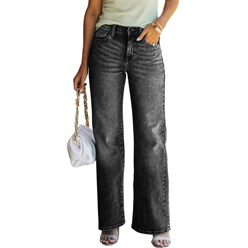 Women's Loose Fit High Stretch Wide Leg Denim Pants