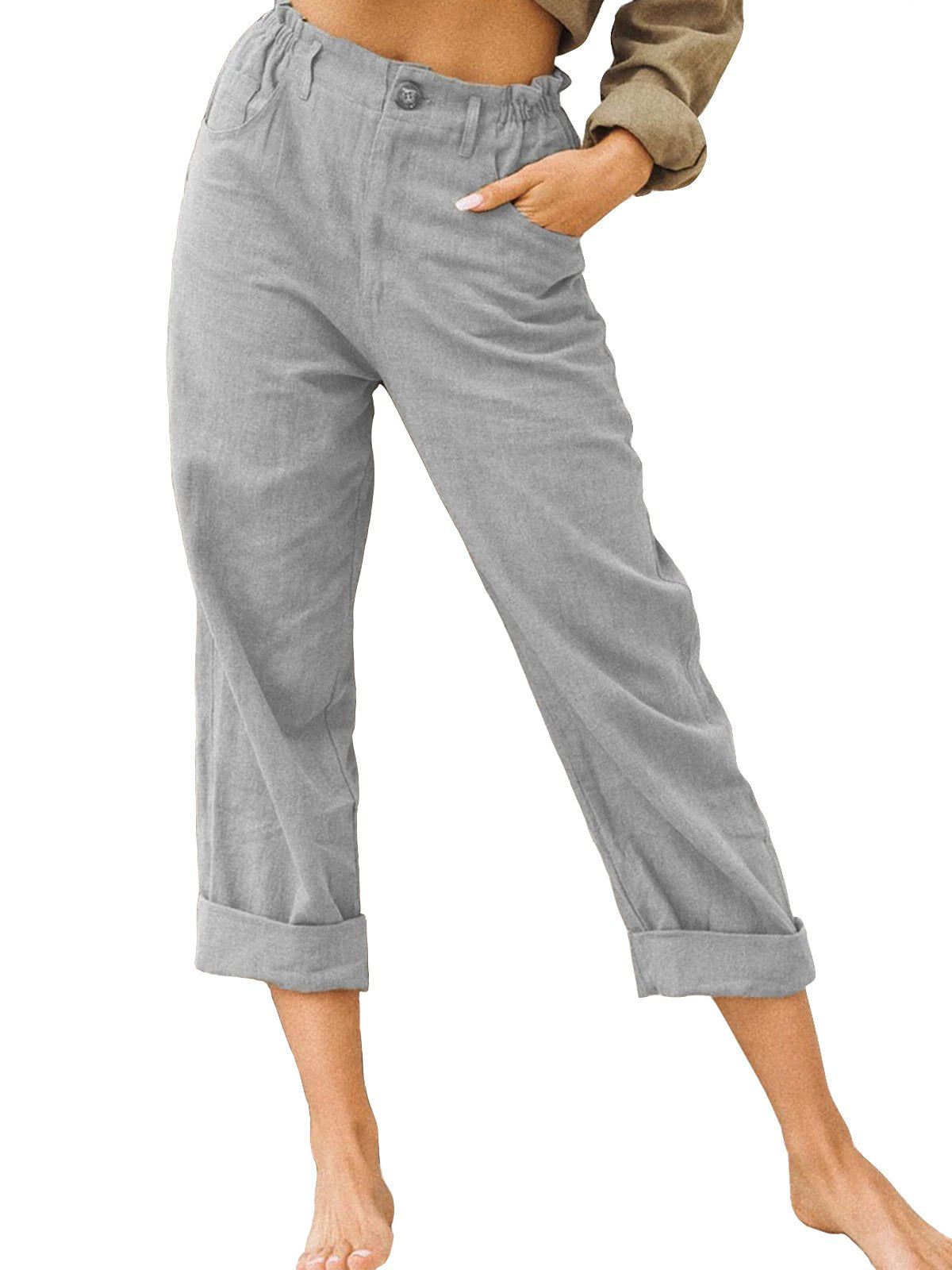 Casual Women Elastic Waist Cotton Pants