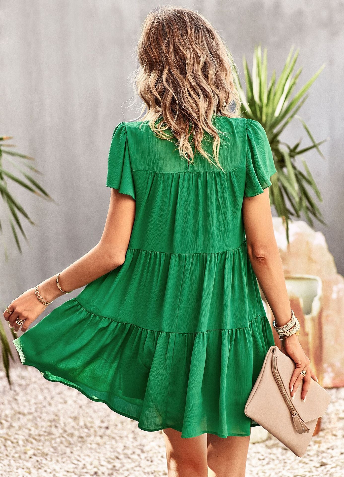 Solid Short Sleeve Dress