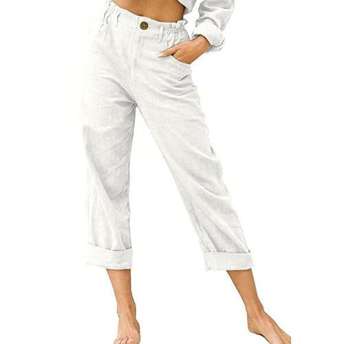 Casual Women Elastic Waist Cotton Pants