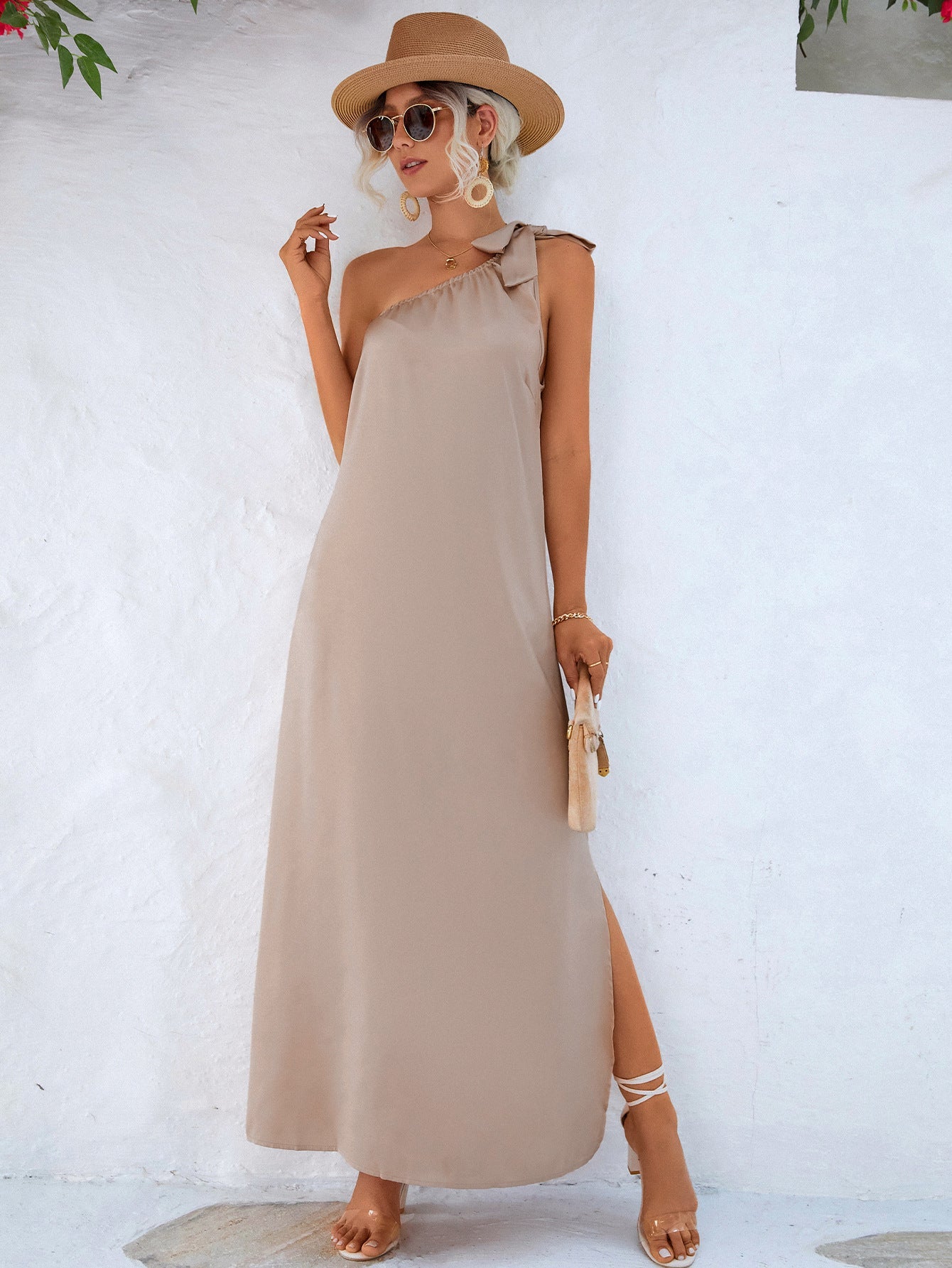 One Shoulder Tie Dress