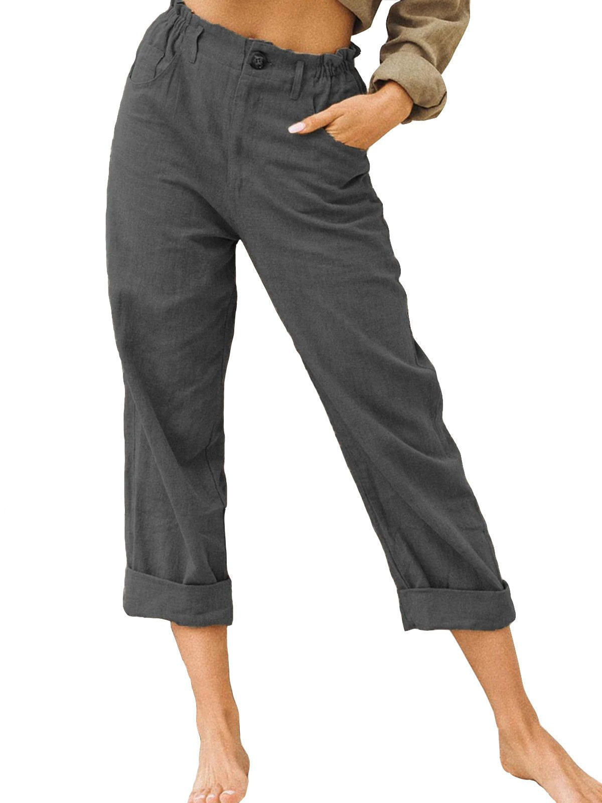 Casual Women Elastic Waist Cotton Pants