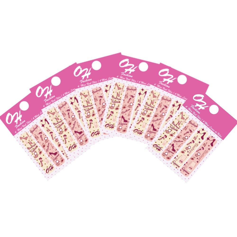 OH Fashion Mini Nail Files SET OF 6 PACKS Vintage Queen | Pink Hector