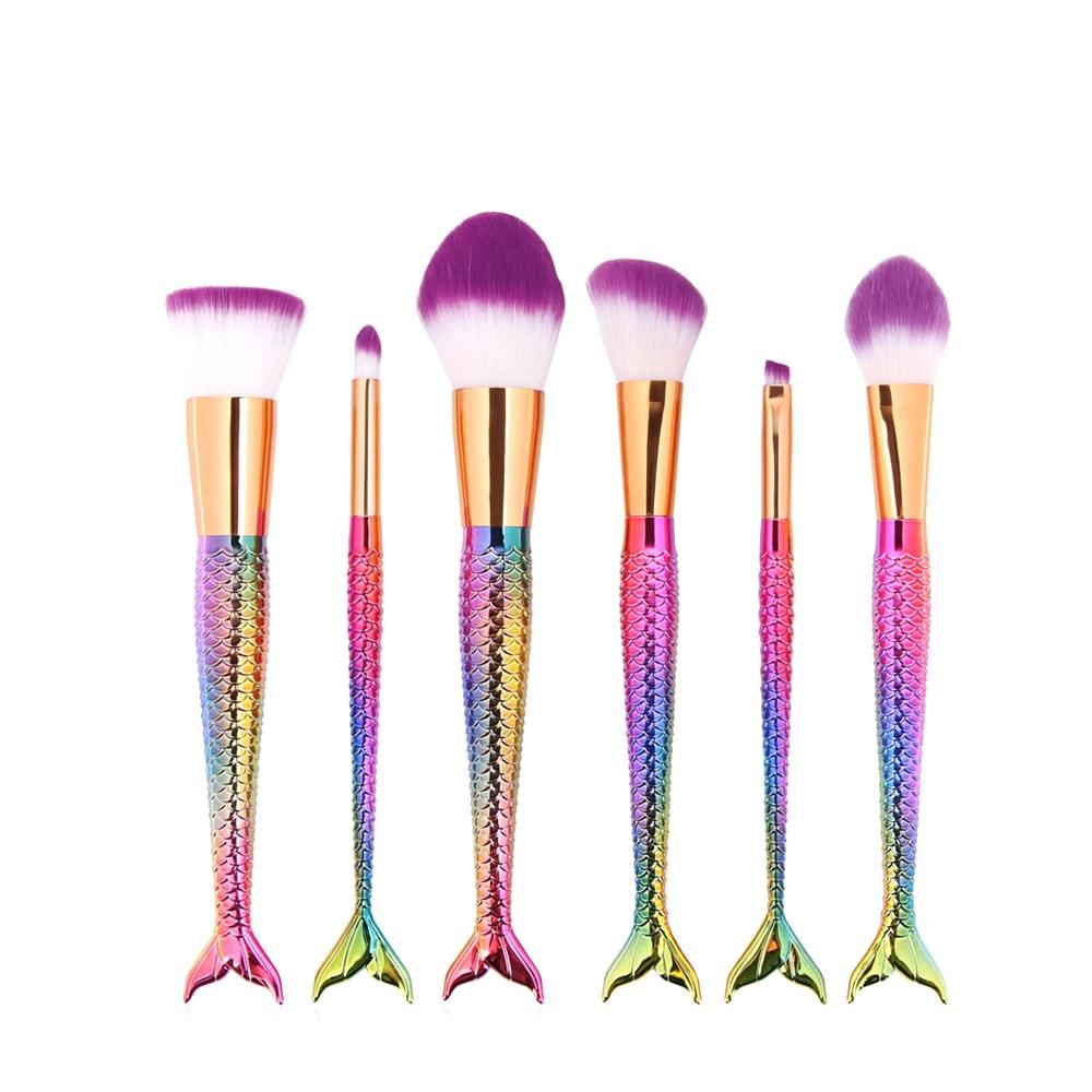 OH Fashion Professional Makeup Brushes Set Mermaid Kailee, 6 Pcs | Pink Hector
