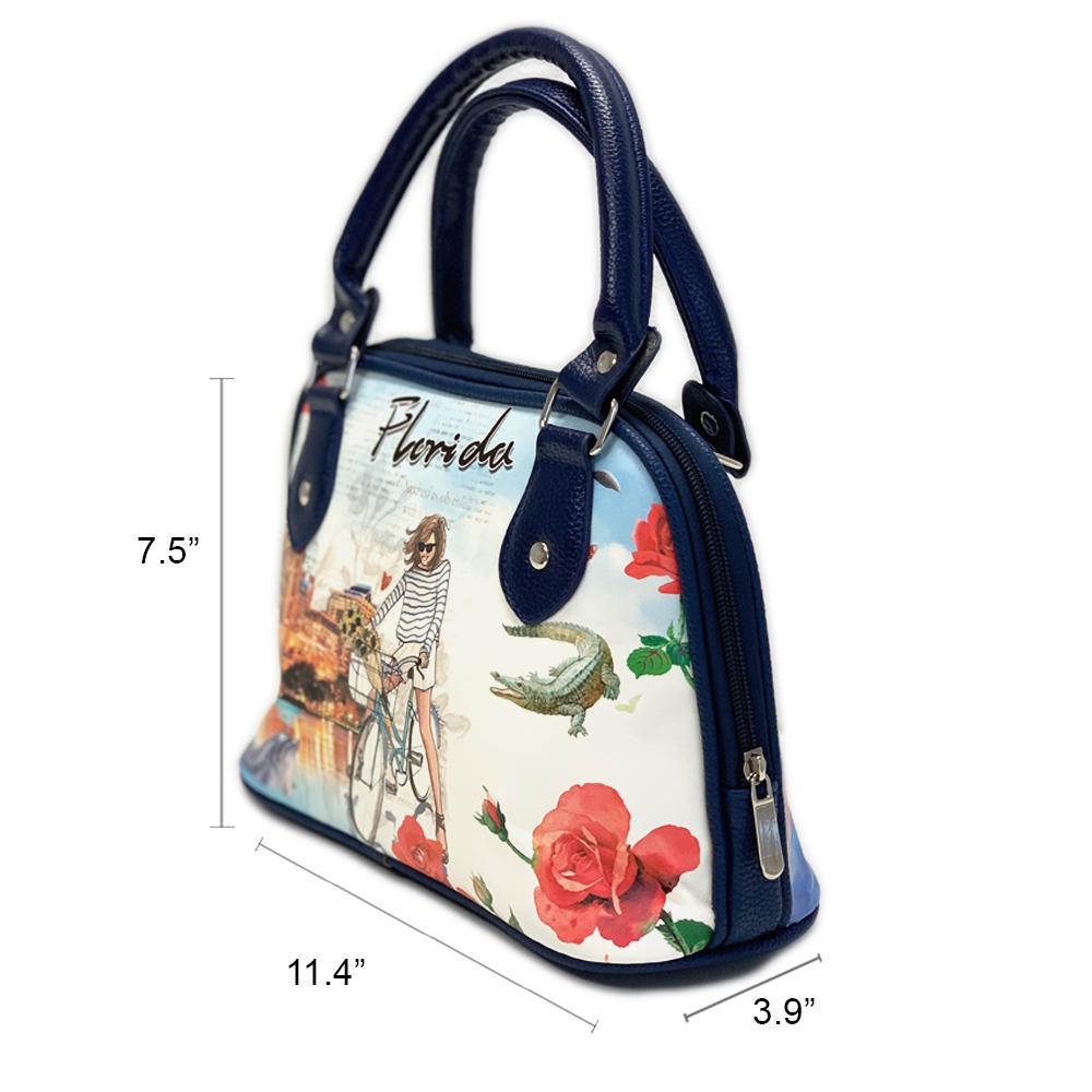 OH Fashion Vegan Leather Shoulder Bag Dome Satchel Handbag, Explore