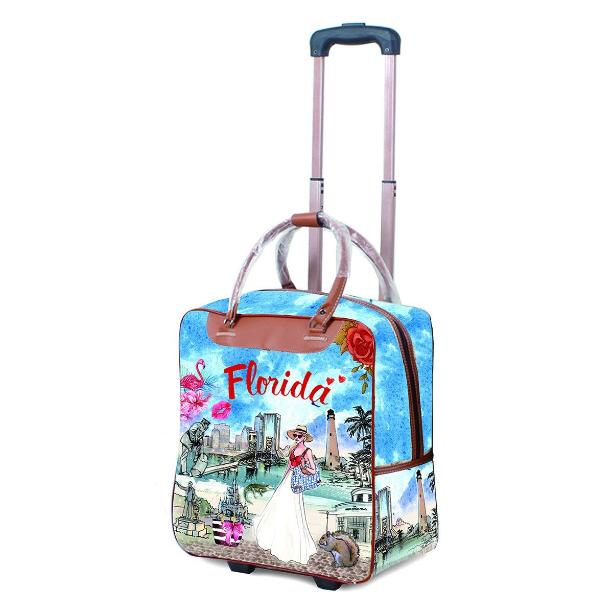 OH Fashion Carry On Florida Vibes 17.5” 2-Wheel Softside Luggage | Pink Hector