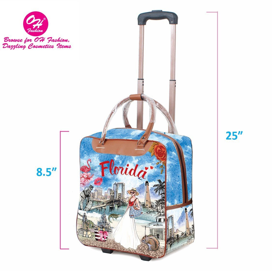OH Fashion Carry On Florida Vibes 17.5” 2-Wheel Softside Luggage