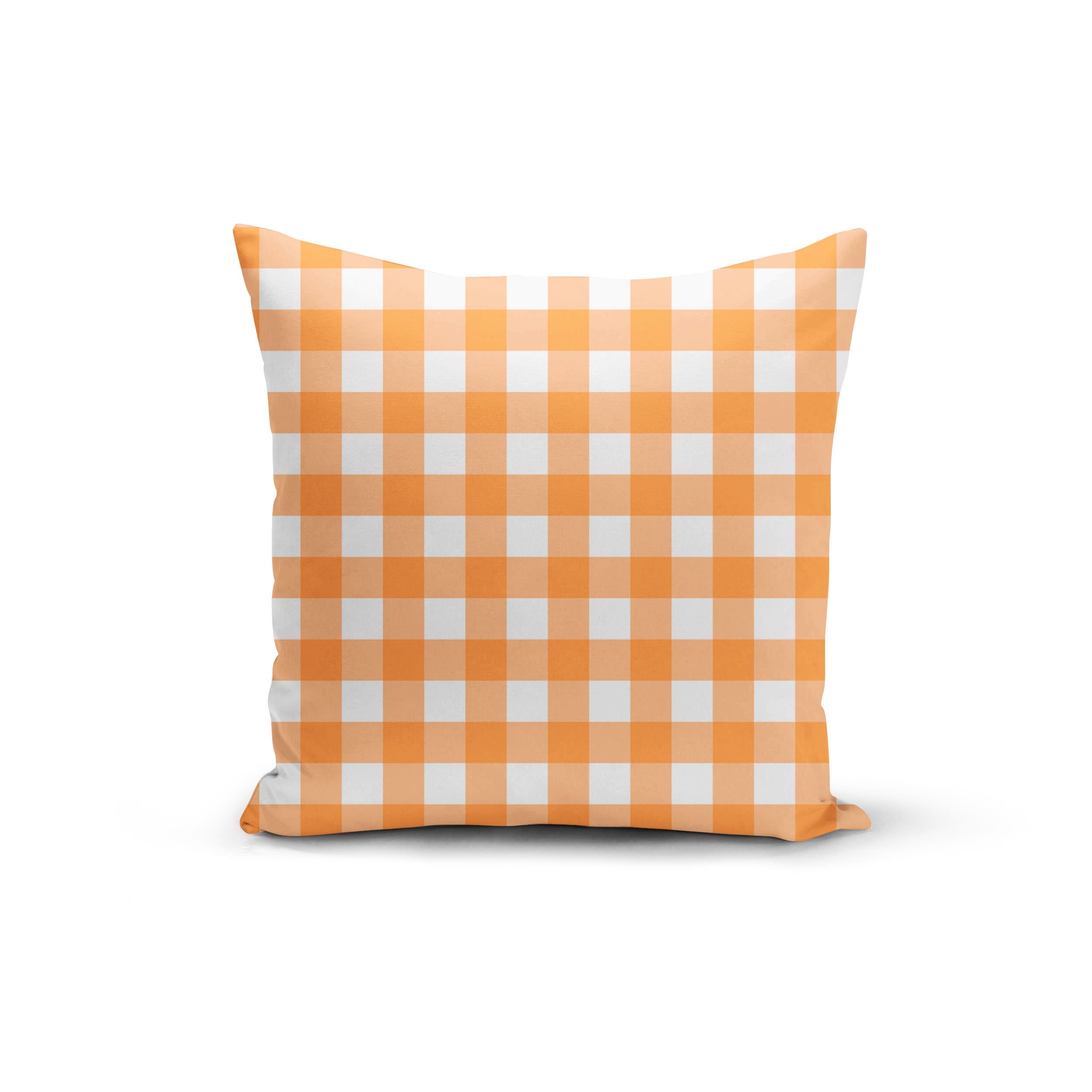 Orange Gingham Pillow Cover