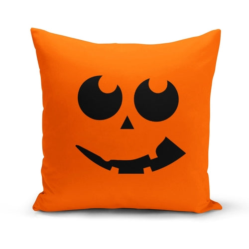 Orange Pumpkin Face Pillow Cover