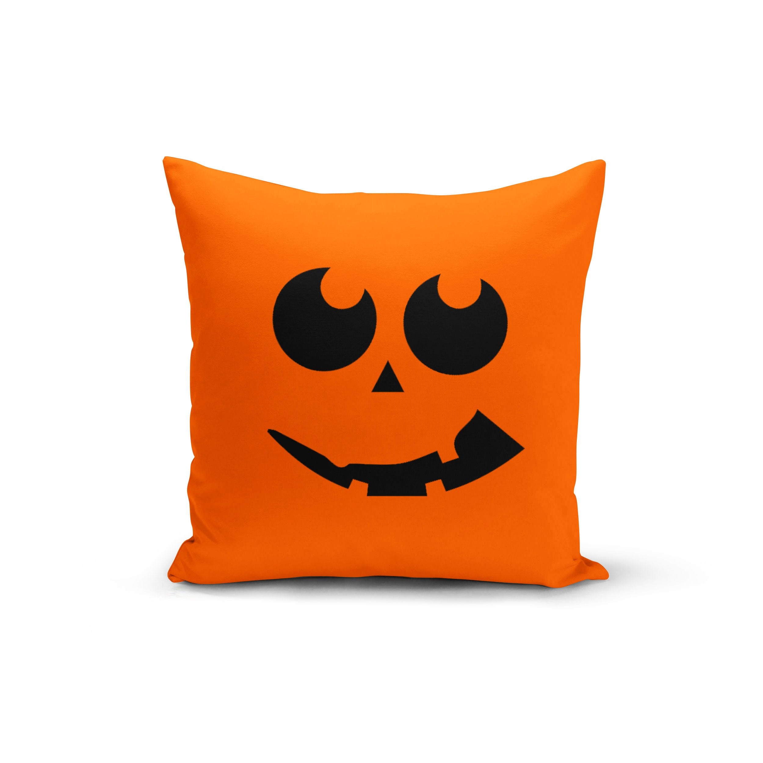 Orange Pumpkin Face Pillow Cover