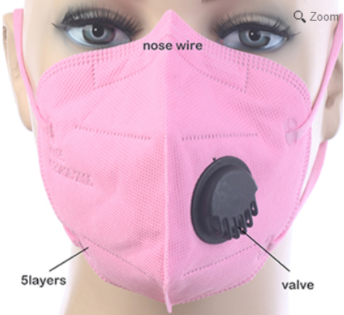 10 Colors KN95 Mask 5 Layers and Exhalation Valve