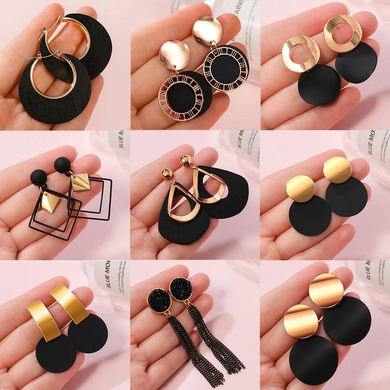 New Korean Statement Earrings for Women, Black