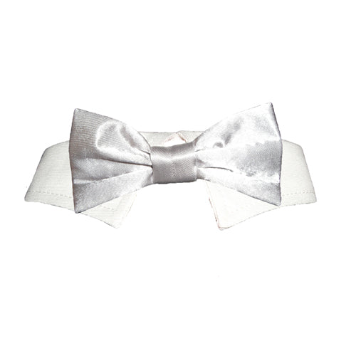 Silver Satin Bow Tie