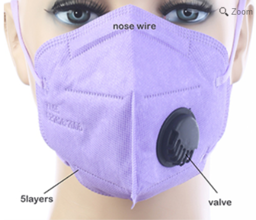 10 Colors KN95 Mask 5 Layers and Exhalation Valve