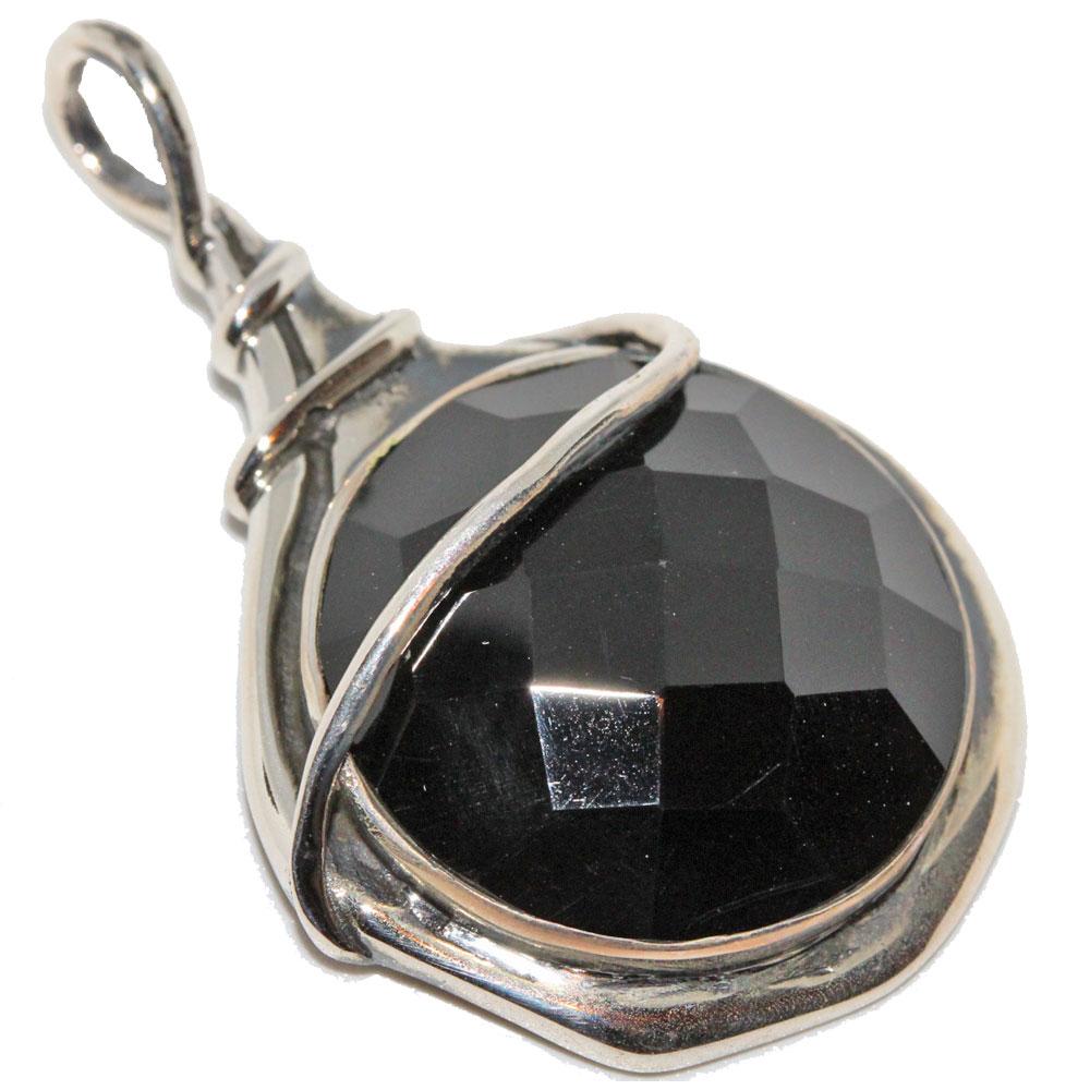 Artisan Handmade Wire Wrap Black Agate Pendant