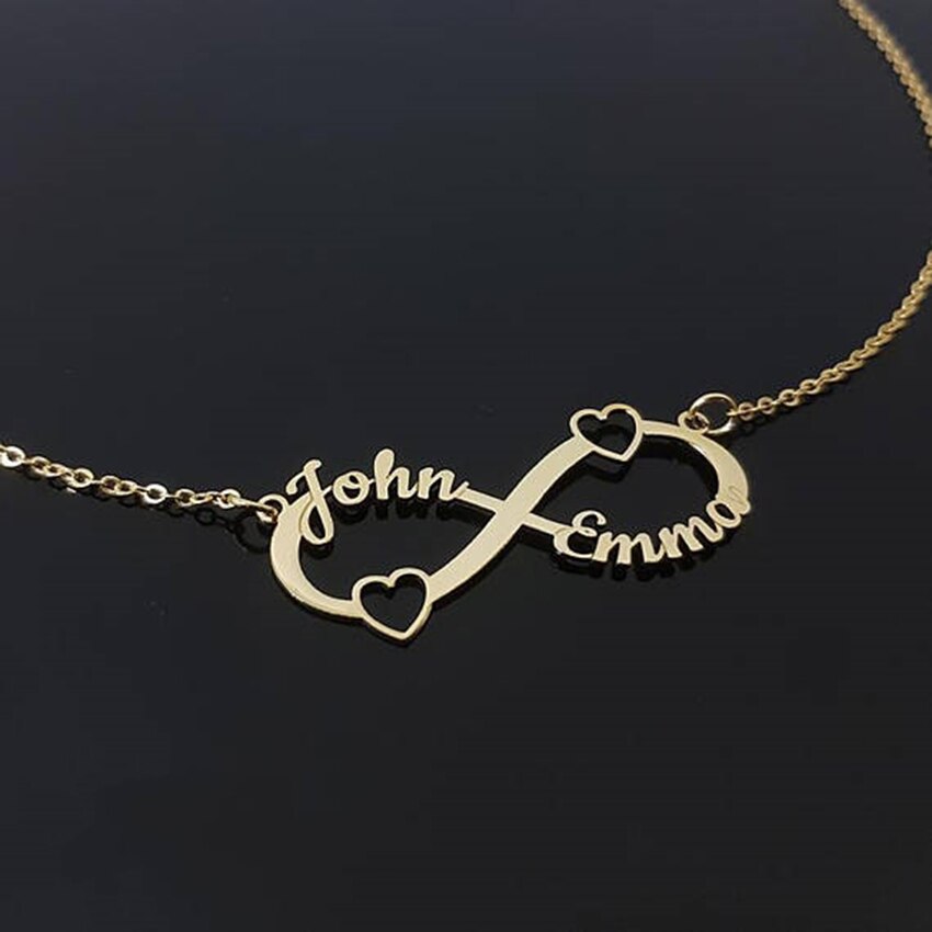 Personalized Heart Infinity Pendant Necklaces