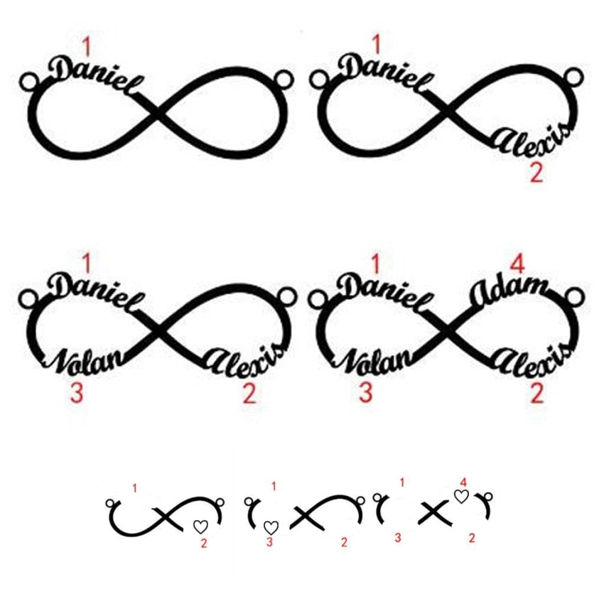 Personalized Heart Infinity Pendant Necklaces