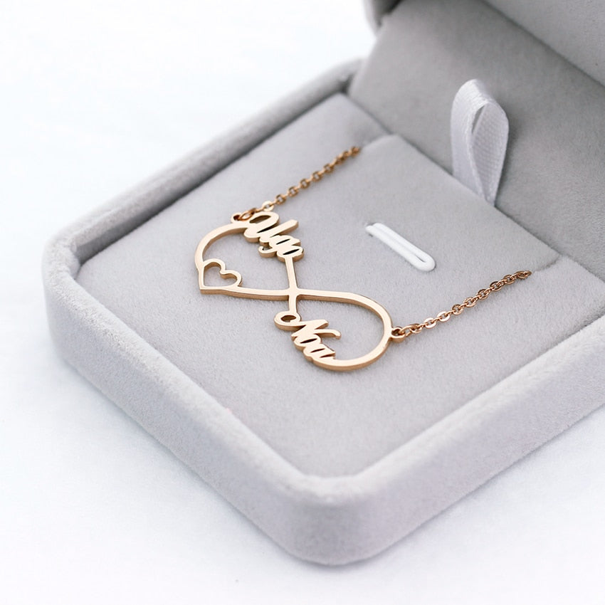 Personalized Heart Infinity Pendant Necklaces