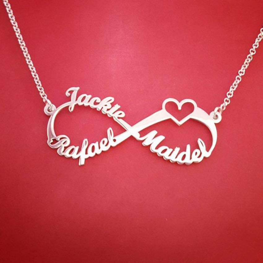 Personalized Heart Infinity Pendant Necklaces