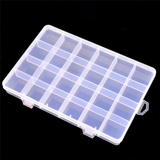 Plastic 24 Slots Jewelry Storage Box Case Craft