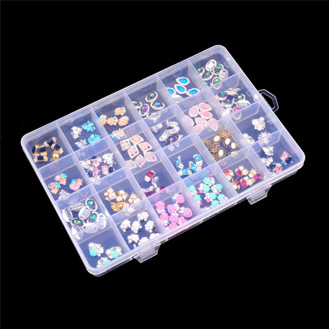 Plastic 24 Slots Jewelry Storage Box Case Craft