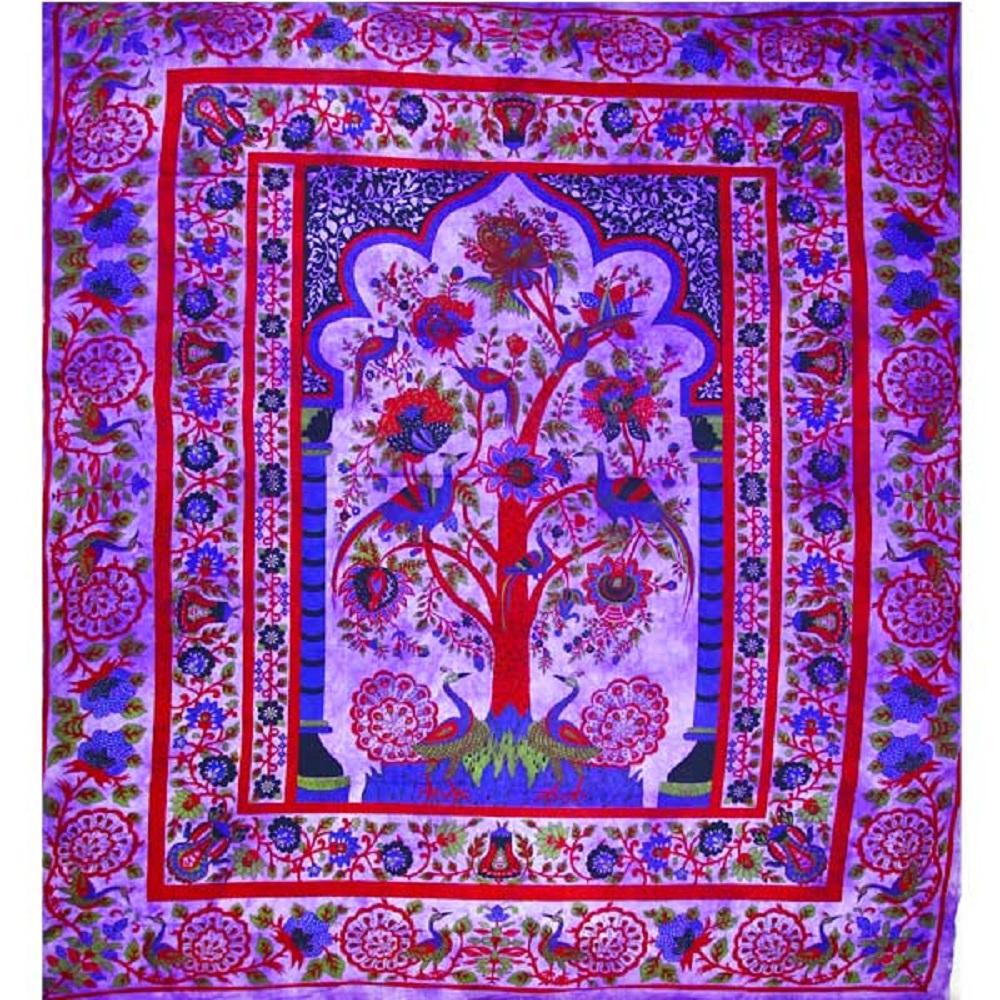 Purple Tree of Life Peacock Tapestry | Silver Hestia